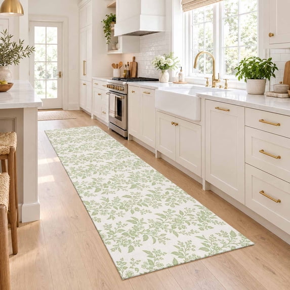Green Leaf Trails Runner Rug for Kitchen Bedroom Hallway Runner Rugs ...