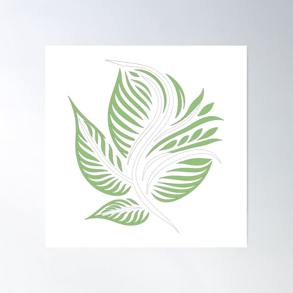 Green Leaf Vector Art Poster Wall Art, Modern Wall Decor For Living Room Bedroom, 30x30 UNFRAMED