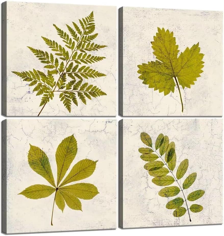 Green Leaf Wall Art Botanical Wall Decor Plants Leaves Print Painting