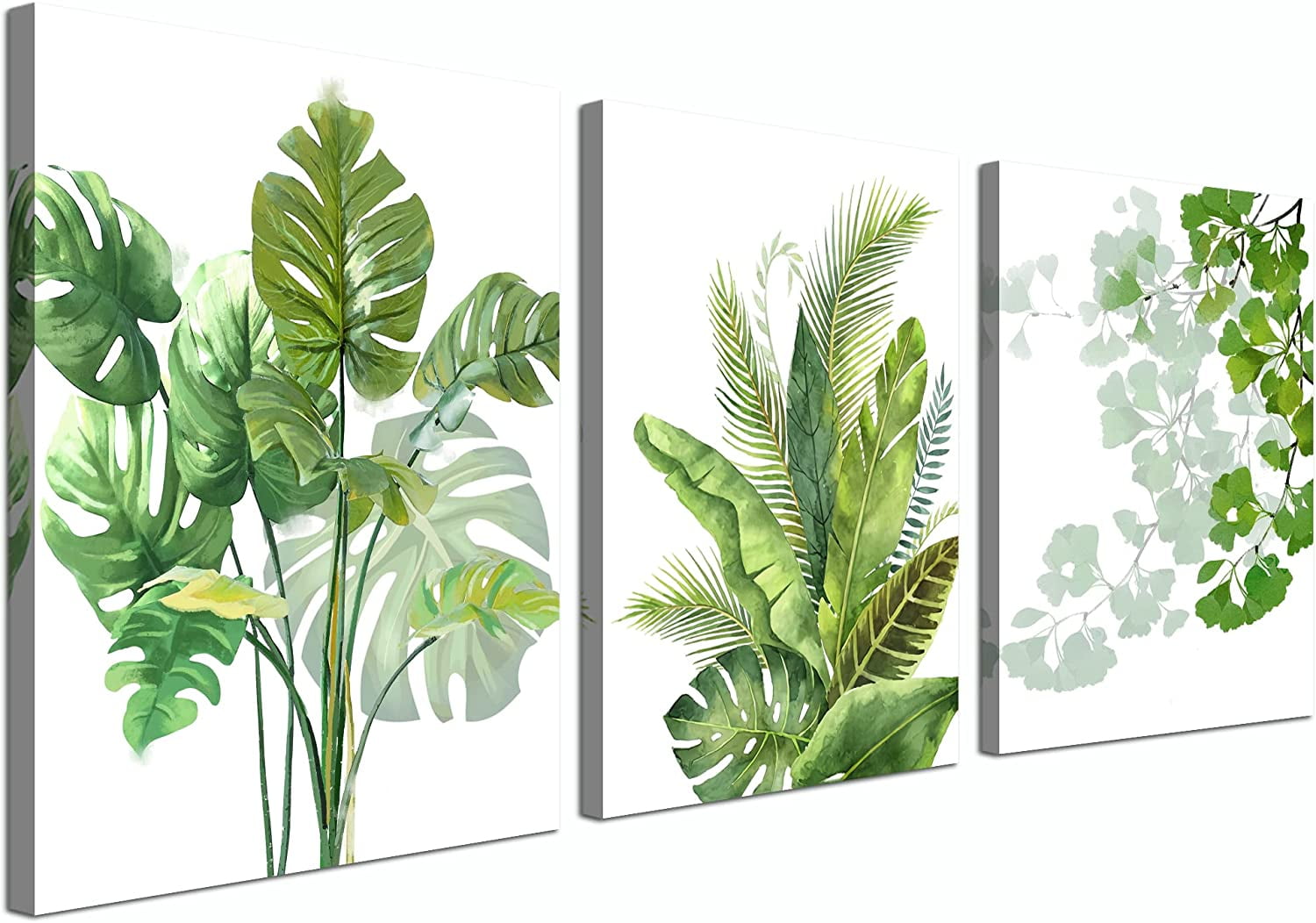 Green Leaf Wall Art Nature Plants Canvas Minimalist Leaves Prints ...