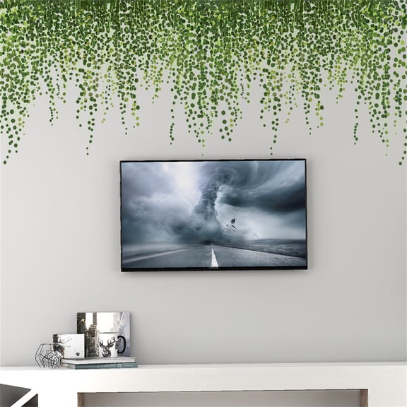 Green Leaf Wall Decal, Removable PVC Mural Sticker for Smooth Surfaces, 11.8 x 27.6 In