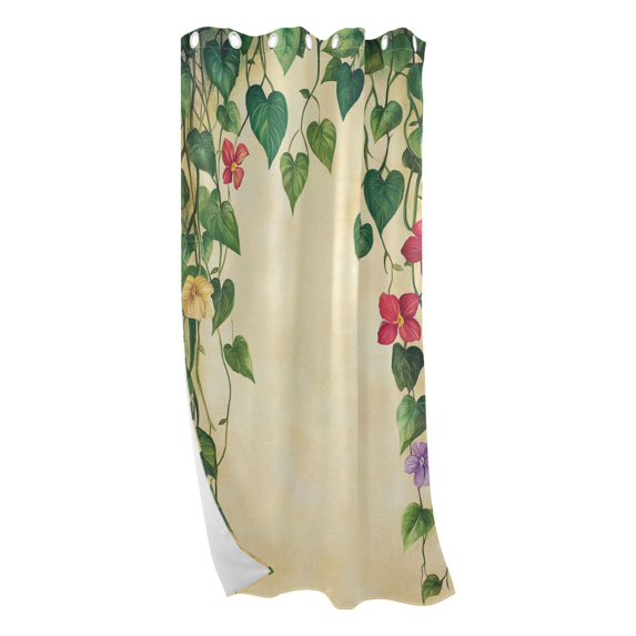 Green Leaf on Beige Wall Blackout Curtains for Living Room Bedroom 42W/52W x 84L Insulated Window Drapes 1 Panels
