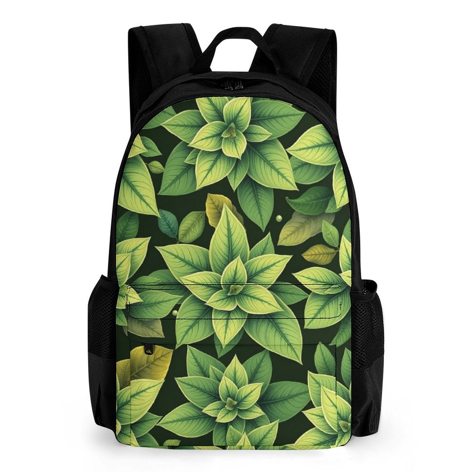 Green Leafy Pattern Backpacks for Women Men Bookbags Large Capacity ...