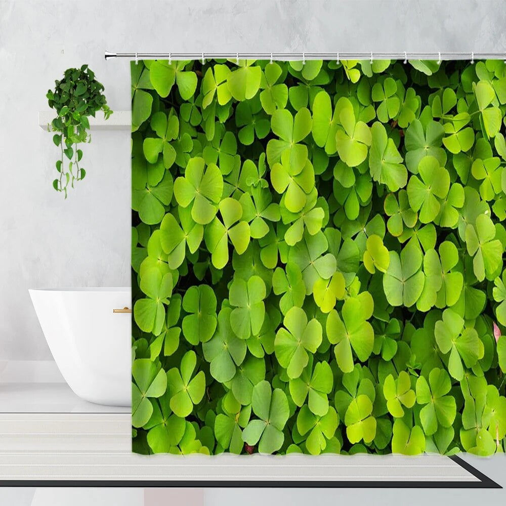 Green Leafy Plants Flowers Shower Curtain Retro Walls Vines Home Decor