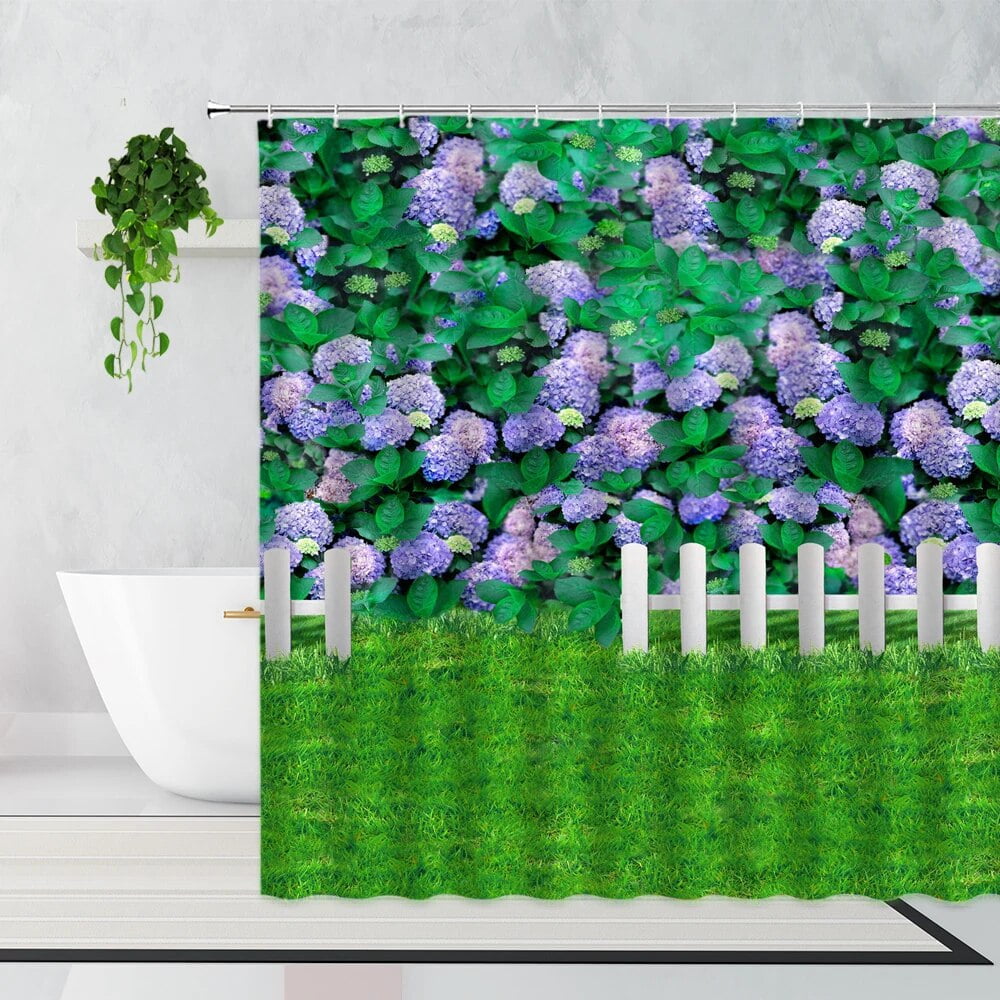 Green Leafy Plants Flowers Shower Curtain Retro Walls Vines Home Decor