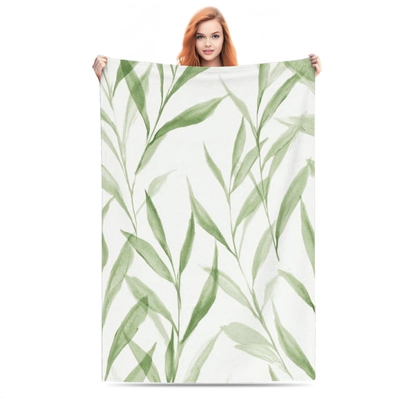 Green Leafy Vines Lightweight Flannel Printed Blanket - Ultra Soft & Warm, All-Season Cozy Plush for Couch, Bed, Office, Camping Nap - Perfect Decorative Gift