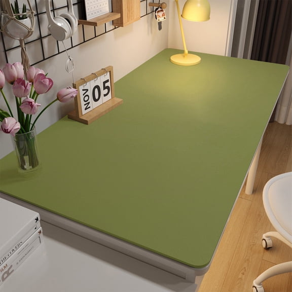 Green Leather Desk Mat, 19.69*39.37in Non-Slide Waterproof Office Home Green Leather Desk Mat, Anti-Oil Writing Computer Mouse Pad Green Desk Pad, Leather Mouse Pad for Home, Office, Living Space.