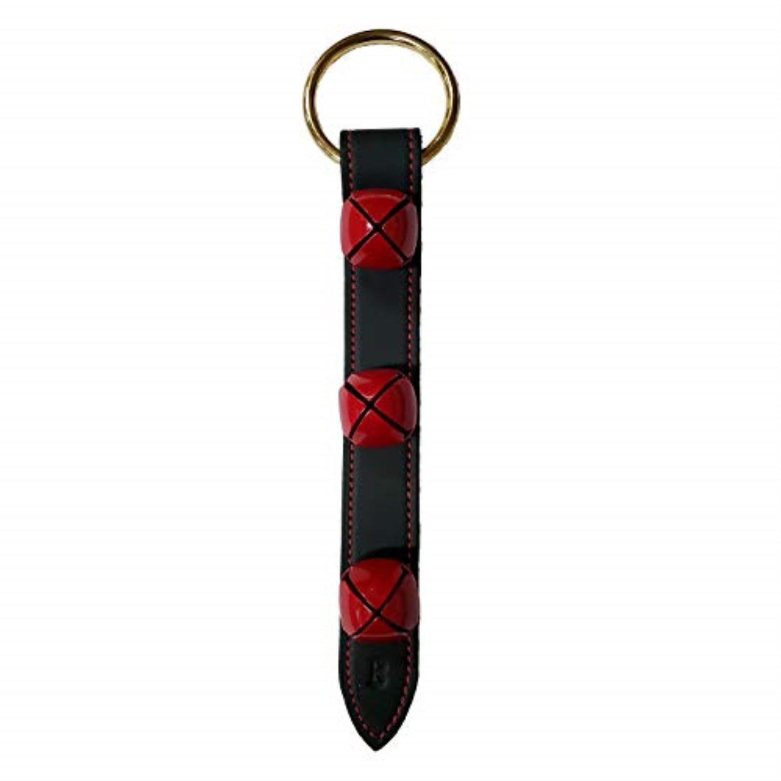 Green Leather Strap with 3 Red Bells Sleigh Bell Door Hanger 12 Inch Made in USA