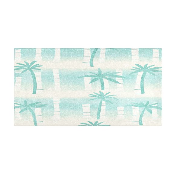 Green Leave and Palm Pattern 39x20" Bath Mat Carpet, Absorbent and Non-Slip for Kitchen or Bathroom, Quick-Drying