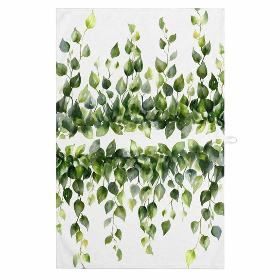 Green Leaves 1 Pack Kitchen Towel, Water Absorbent Dish Towel, Farmhouse Pastoral Simple Leaf Vines Decorative Hand Towels - Quick Drying Cloth for Cooking Baking, 18x28 Inch