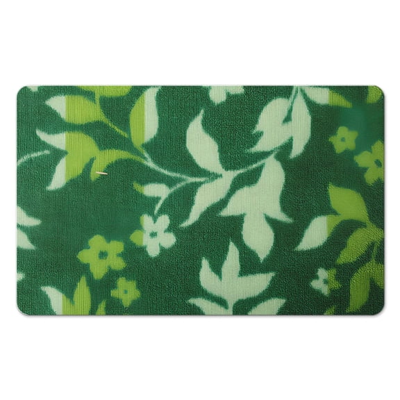 Green Leaves 20x32 in Small Bath Rug - Superior Microfiber Absorbency, Non-Slip Back - Perfect Addition to Your Bathroom, Bedroom