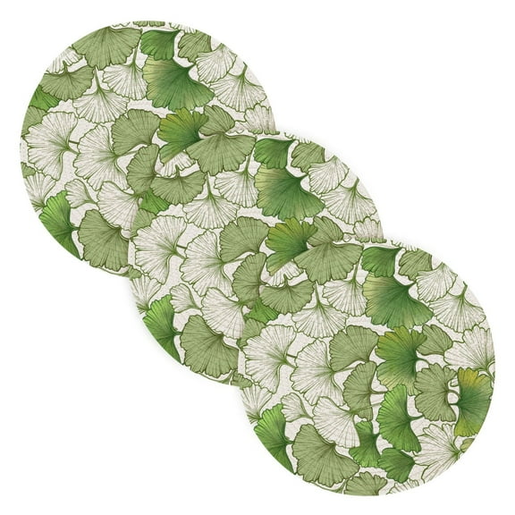 Green Leaves 3 PCs Pot Holders Trivets Kitchen 15" Cotton Pans Hot Plate Mats Teapot Coasters Table Protects Large Potholders