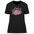 thumbnail image 1 of Green Leaves And Pink Flowers T-Shirt Women -Image by Shutterstock, Female Medium, 1 of 4