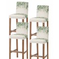 thumbnail image 1 of Green Leaves Bar Stool Covers Set of 4, Summer Botanical Stretch Washable Bar Chair Covers with Backs, Removable Pub Counter Height Chair Cover for Kitchen Dining Room Cafe Watercolor Weeping Rustic, 1 of 7