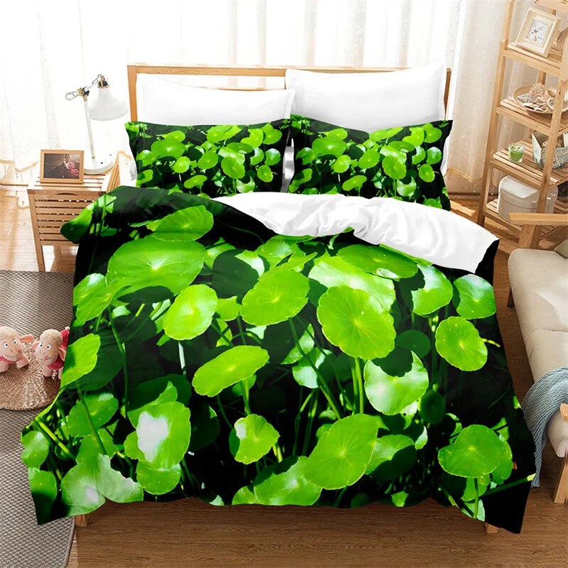 Green Leaves Bedding Set Lovely Kid's Duvet Cover Boys Quilt Cover