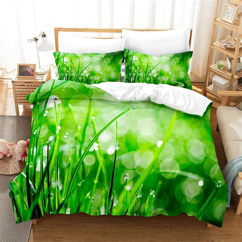 Green Leaves Bedding Set Lovely Kid's Duvet Cover Boys Quilt Cover Room