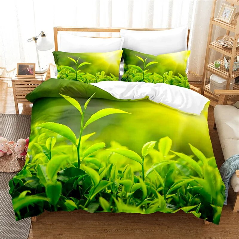 Green Leaves Bedding Set Lovely Kid's Duvet Cover Boys Quilt Cover Room