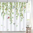 thumbnail image 1 of Green Leaves Birds Shower Curtain Spring Hanging Vine Decorative Bath Curtain 72 x 72 Inch Polyester Fabric Waterproof Bathroom Curtain with 12 Hooks, 1 of 6