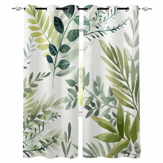 Green Leaves Blackout Curtains for Bedroom/Living Room, Thermal ...
