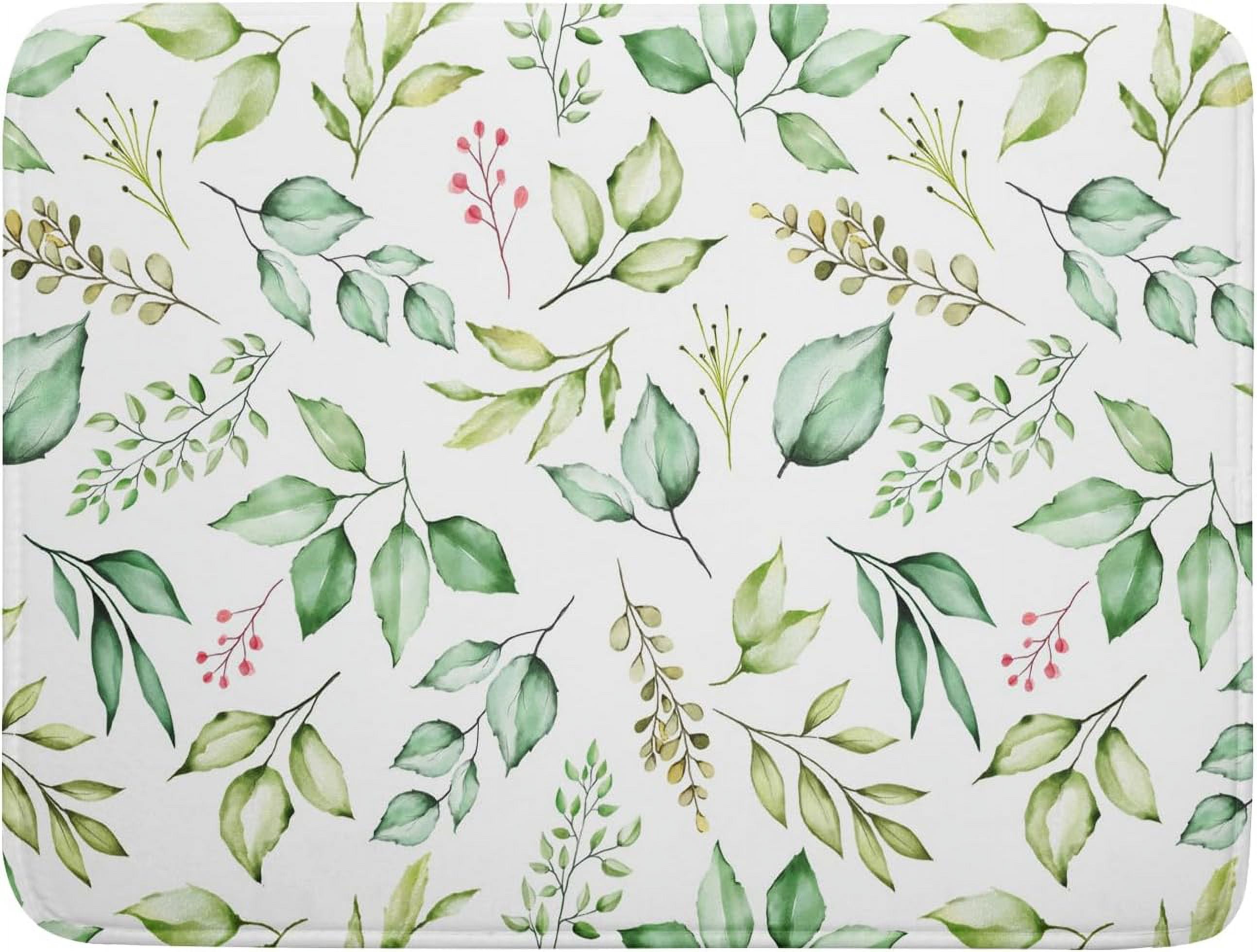 Green Leaves Branches Dish Drying Mat 18x24 for Kitchen Spring Leaves ...