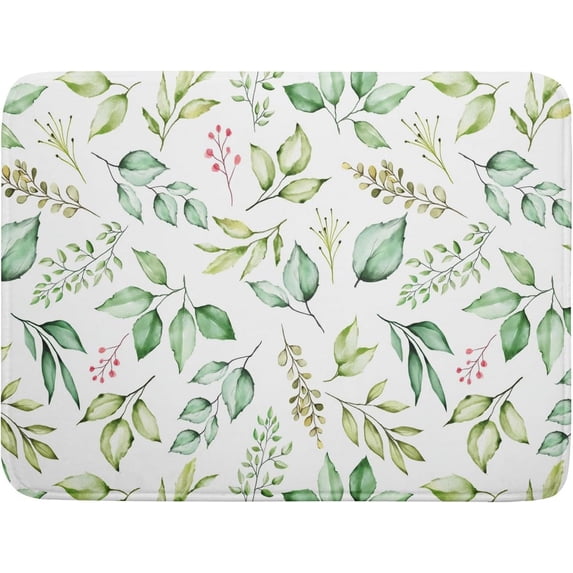 Green Leaves Branches Dish Drying Mat 18x24 for Kitchen Spring Leaves Botanical Dishes Pad Dish Drainer Rack Mats Absorbent Quick Dry Kitchen Decor