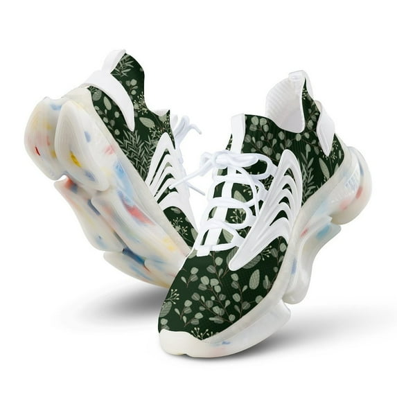Green Leaves, Branches, Night Walking Shoes for Men Woman Lightweight Tennis Fashion Elastic Sports Shoes Cushion Basketball Shoes
