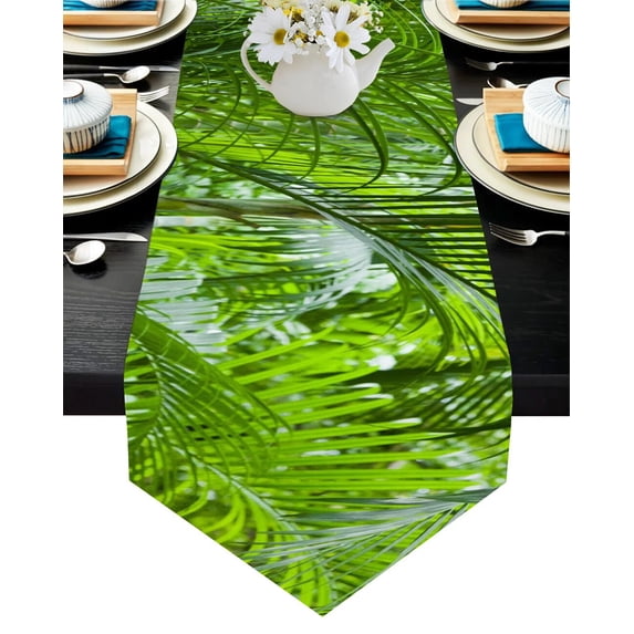 Green Leaves Branches Table Runner Modern Table Flag Home Party Country Wedding Decoration Tablecloth Table Runners