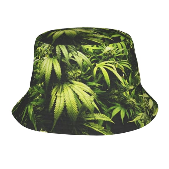 Green Leaves Bucket Hat, Packable Fisherman Sun Cap, Foldable UV Protection for Fishing Beach Hiking Camping