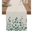thumbnail image 1 of Green Leaves Burlap Cotton Table Runner 16x72 Inches Long, Retro Farmhouse Spring Natural Vines Farmhouse Table Runners, Outdoor Dining Tablecloths Decor for Baby Shower/Party/Wedding, 1 of 6