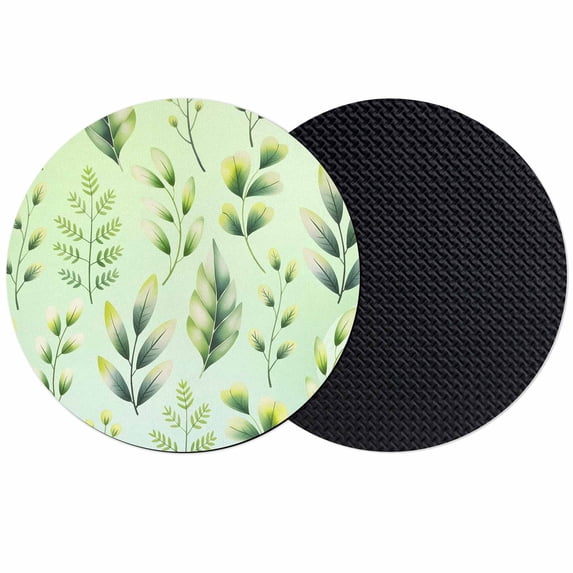 Green Leaves Coasters Set of 2, Absorbent Coasters for Drinks, Summer Botanical Farmhouse Leaf Coaster for Desk Coffee Table Protection, Home Decor House Warming Gifts 4"