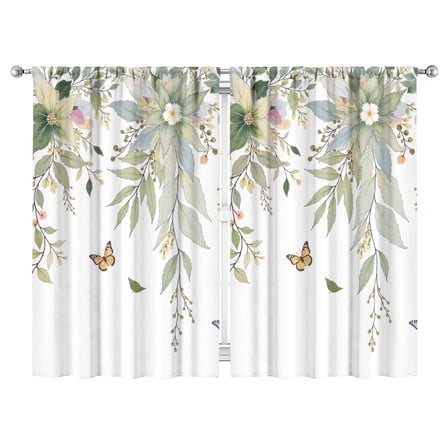 Green Leaves Curtains-blackout Curtains Bedroom Decor Living Room Darkening Grommet Window Drapes 2 Panels Set 52"x 84"