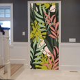 Green Leaves Door Sticker Tropical Palm Leaf Door Decal Removable