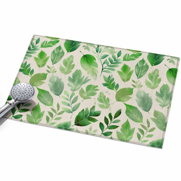 Green Leaves Entryway Rug 2x3ft Washable Non Slip Bathroom Rug Low Pile Indoor Floor Front Door Mat Spring Plants Rustic Vintage Botanical Rectangle Area Rugs Carpet for Kitchen Office Dining Room