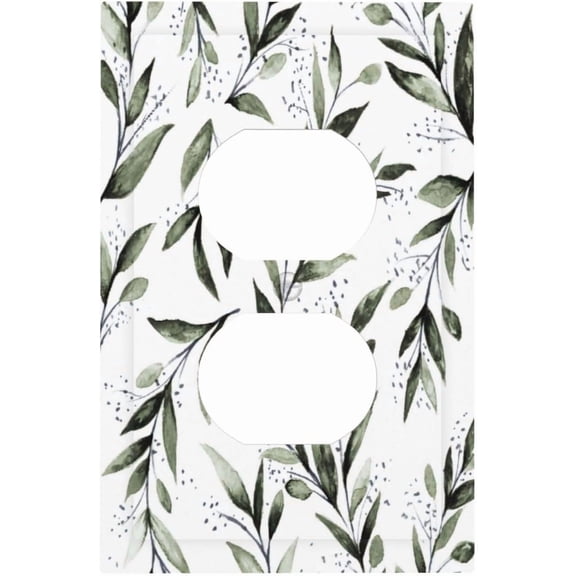 Green Leaves Eucalyptus Plant 1 Gang Outlet Plate Covers Decorative Single Duplex Wall Plate Electrical Receptacle Light Switch Cover Electrical Switchplate Decor