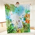 thumbnail image 1 of Green Leaves Floral Throw Blanket Flowers Sky Decor Gifts for Wife Mom Women Kids Girls for Birthday Christmas Valentine''s Day Presens Soft Warm Premium Plush Throw Blanket 50"x60", 1 of 6