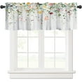 thumbnail image 1 of Green Leaves Floral Window Valance Curtain, Flower Plant Herb Wildflower Country Spring Farmhouse Watercolor Botanical Window Treatment Valances for Home Kitchen Café Décor 54''x18'', 1 Panel, 1 of 5
