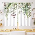 thumbnail image 1 of Green Leaves Flower Eucalyptus Botanical Small Kitchen Curtains Rustic Plant Window Treatment Floral Sage Mint Green Cafe Short Curtains for Bathroom Dining Tier Treatment Drapes 27.5x39 inch, 1 of 6