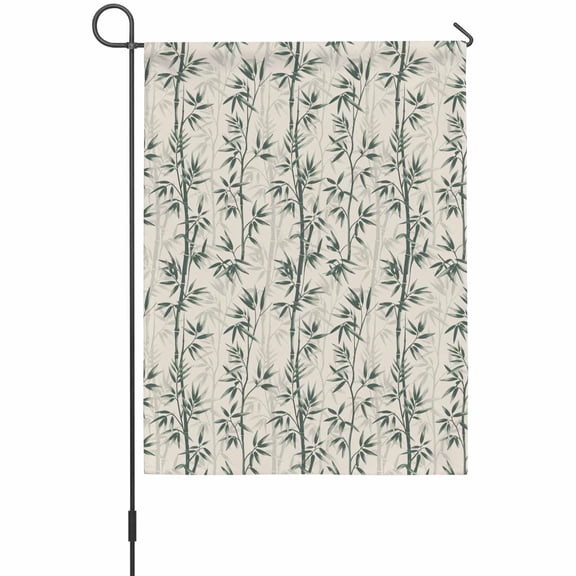 Green Leaves Garden Flag 12 x 18 Inches, Hand-Painted Modern Spring Leaf Plant Teal Green Botanical Linen Texture Weather Proof Outdoor Patio Flags Double Sided Small Garden Decor for Yard Outside