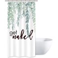 thumbnail image 1 of Green Leaves Get Naked Stall Shower Curtain 36Wx72H Inch Watercolor Eucalyptus Narrow Spring Botanical Plants Quotes Fabric Waterproof Home Bathtub Decor 7 Pack Plastic Hook CO-DC1V, 1 of 4