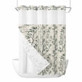 thumbnail image 1 of Green Leaves No Hooks Shower Curtain with Snap-in Liner Hand-Painted Modern Spring Leaf Plant Teal Green Botanical Linen Texture Shower Curtains for Bathroom, Waterproof, Washable 48"x72", 1 of 9