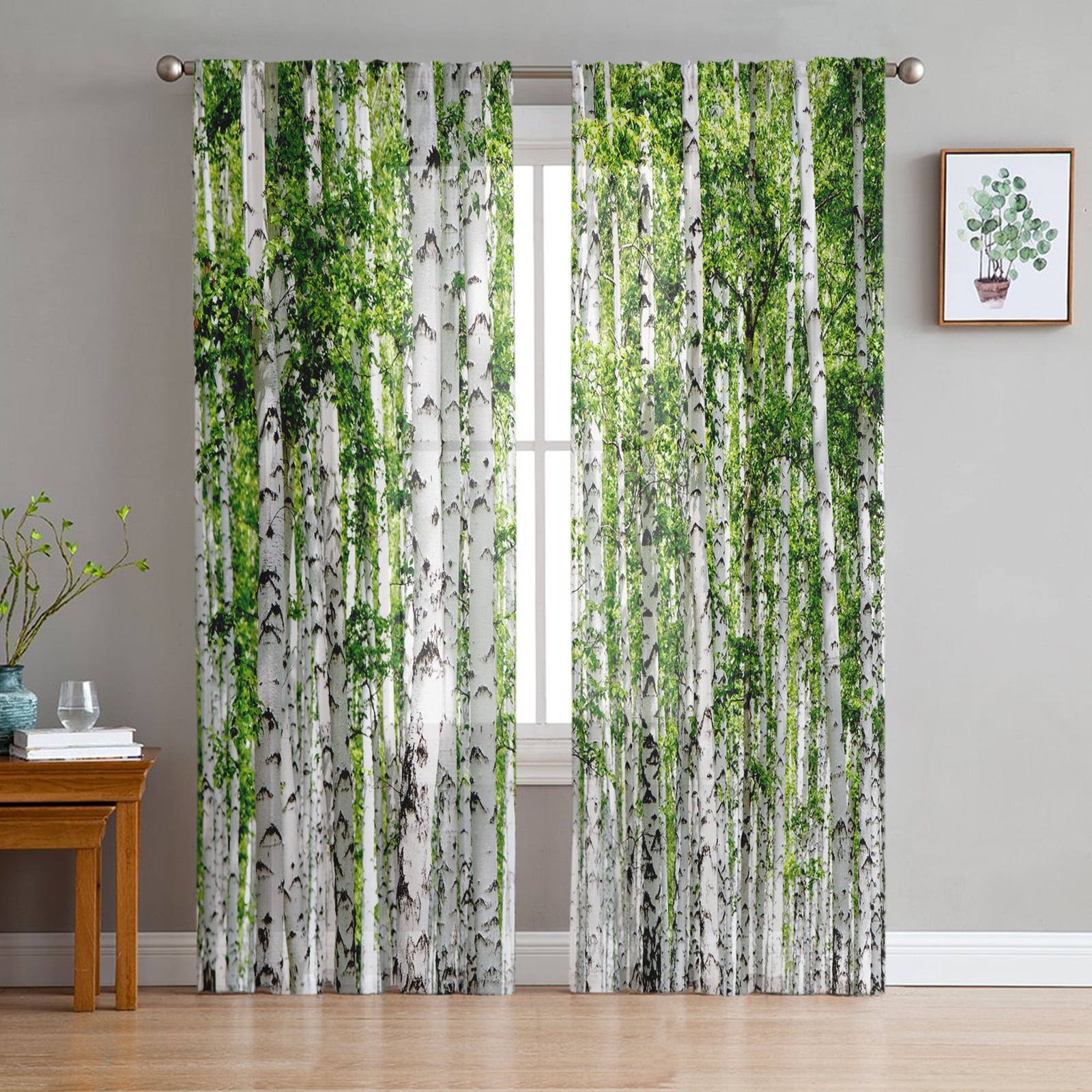Green Leaves Jungle Plant Nature Modern Tulle Curtains For Living Room