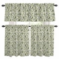 thumbnail image 1 of Green Leaves Kitchen Curtains Sets for Windows 36 Inch Length, Pastoral Rustic Botanical Plant Beige Rod Pocket Window Treatments Tier Curtains and Valances Set for Bedroom/Bathroom, 1 of 8