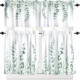 thumbnail image 1 of Green Leaves Kitchen Valance Curtain Set, Spring Summer Botanical Plants Farmhouse Watercolor Sage Eucalyptus Leaf Window Valances and Tier Set for Living Room Décor 54''x18'' & 27''x24''x2, 3 Panels, 1 of 4
