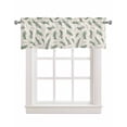 thumbnail image 1 of Green Leaves Linen Curtain Valance for Bedroom/Bathroom/Kitchen/Living/Dining Room Window,Spring Floral Farmhouse Rural Plant Natural Pocket Topper Drapes Decorative Cafe Drapery Panel 60"x18", 1 of 6