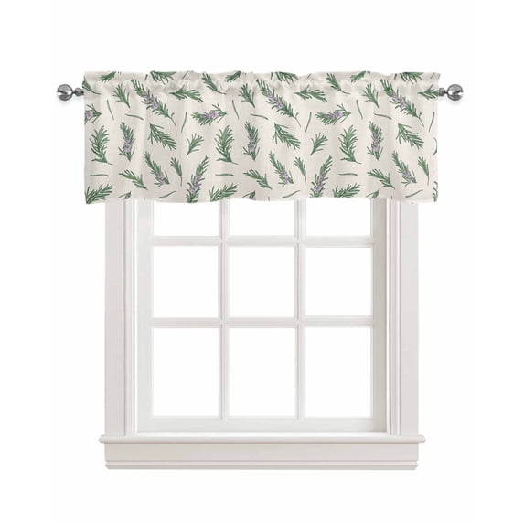 Green Leaves Linen Curtain Valance for Bedroom/Bathroom/Kitchen/Living/Dining Room Window,Spring Floral Farmhouse Rural Plant Natural Pocket Topper Drapes Decorative Cafe Drapery Panel 60"x18"