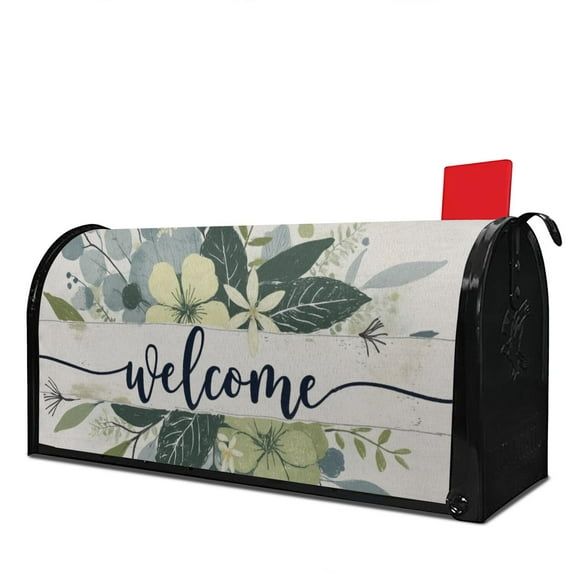 Green Leaves Mailbox Covers Magnetic Letter Box Wrap Standard Size 21x18 Inch Mailbox Decor Post Letter Box Decoration for Outdoor Garden Yard