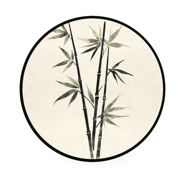 Green Leaves Memory Foam Bath Mat 36" Absorbent Rug with Non Slip Base and 4 Bonus Pads