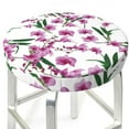 thumbnail image 1 of Green Leaves Orchids Flowers Round Bar Stool Seat Covers, Elastic Round Chair Cover Stool Seat Slipcover Bar Stool Cushions Round Pad for 12-14 inch, 1 of 5