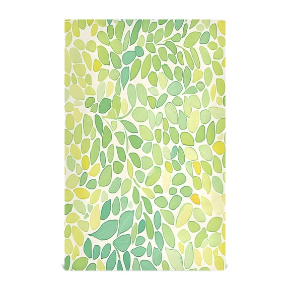 Green Leaves Pattern Design Decorative Waffle Towel Kitchen Dishcloth 28x18in Multi-Use Tea Towel