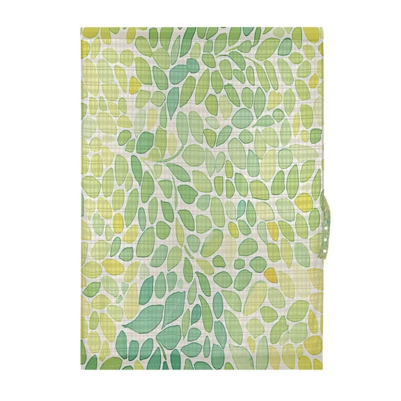 Green Leaves Pattern Design Door Curtain 25x40in Privacy Mesh with UV Protection Tie Back Rod Pockets